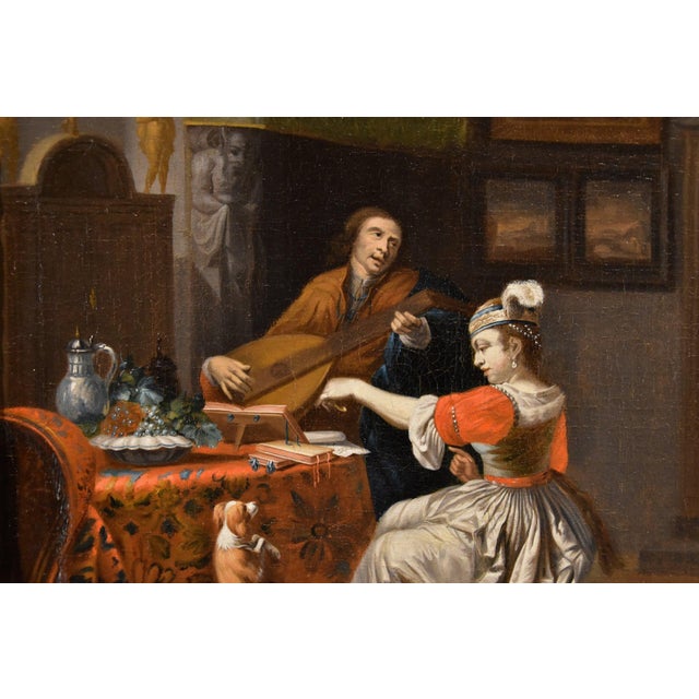 Follower of Gabriel Metsu, Lute Player, 1720, Oil on Canvas, Framed For Sale - Image 6 of 16
