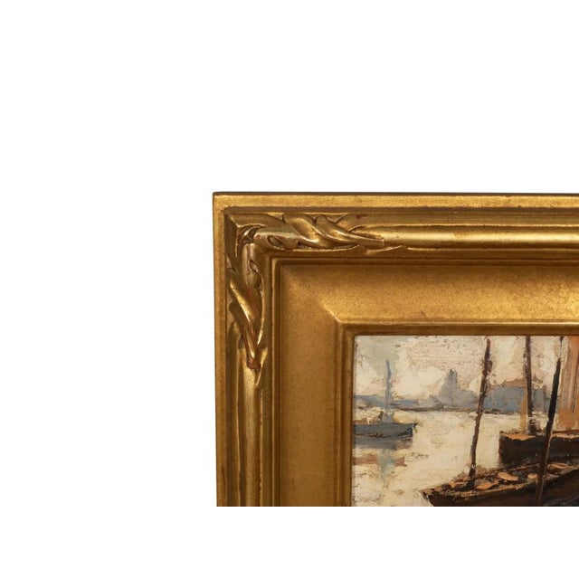 Gold Oil on Board ”Concarneau” by Eduard Richard For Sale - Image 8 of 10