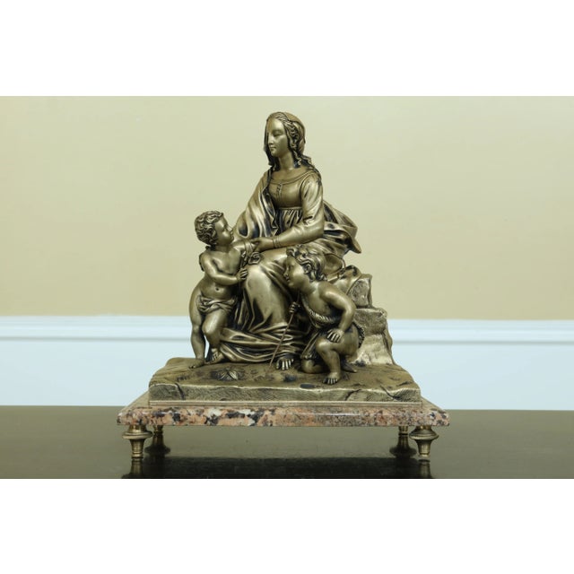 Vintage Solid Bronze Sculpture of Madonna & Children For Sale - Image 10 of 10