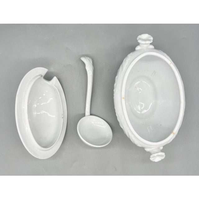 Antique English Ironstone Covered Sauce Tureen by J & J Edwards – Fenton Pattern - Victorian, Farmhouse, Cottagecore For Sale - Image 10 of 16