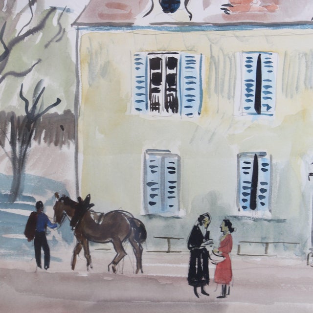 Yves Brayer, A Street in Beaune, Watercolor For Sale - Image 10 of 16