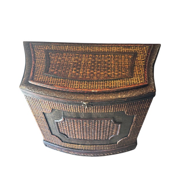 Wood Rare 19th Century Serpentine Anglo-Indian Ebonized & Cane Che For Sale - Image 7 of 10