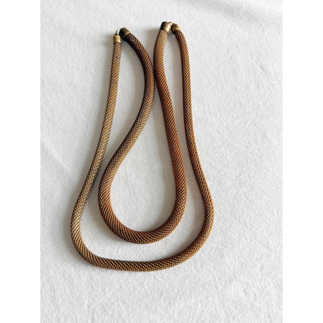 Vintage 1980s Italian Style Bronze Tone Woven Mesh Rope Collar Necklace For Sale - Image 9 of 15