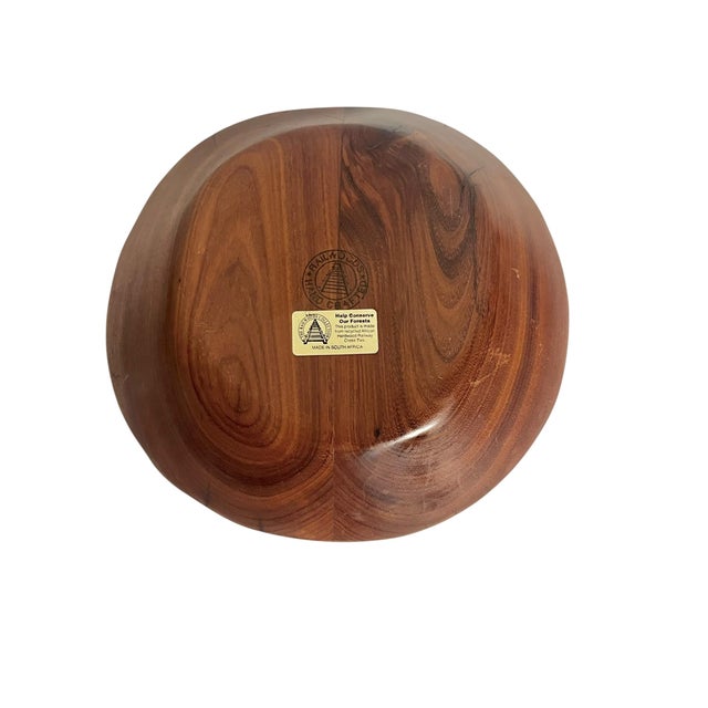 Vintage African Folk Art Heavy Wood Bowl For Sale - Image 4 of 10