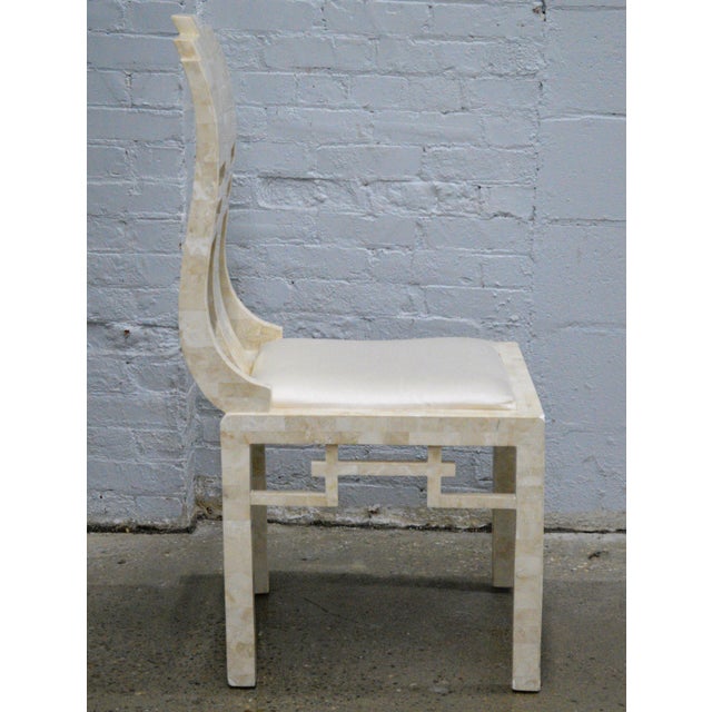 Postmodern 1980s Maitland Smith Style Tessellated Fossil Stone Regency Style Chair For Sale - Image 3 of 11