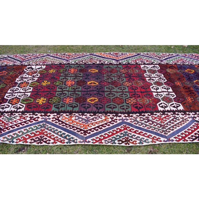 1970s Oversize Turkish Kilim Rug For Sale - Image 5 of 11