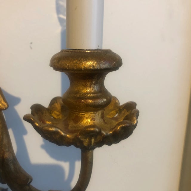 Pair of Traditional Italian 2 Light Wood Carved Sconces For Sale In Dallas - Image 6 of 12