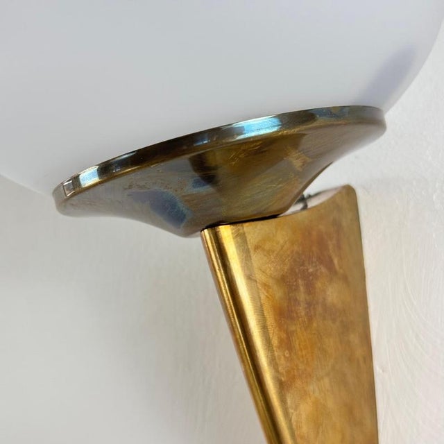 Lancia Wall Sconces in Brass and Opaline Glass from Stilux Milano, 1960s, Set of 2 For Sale - Image 12 of 14