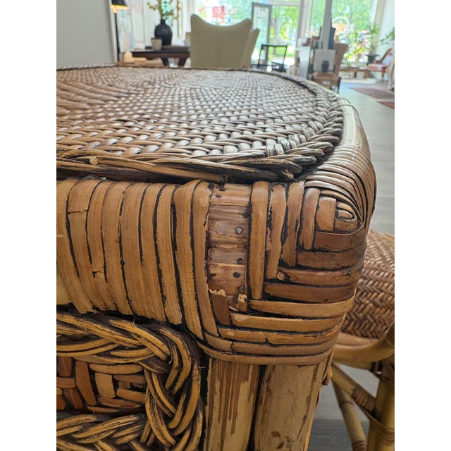 1970s Wicker and Bamboo Writing Desk/Vanity For Sale - Image 13 of 14