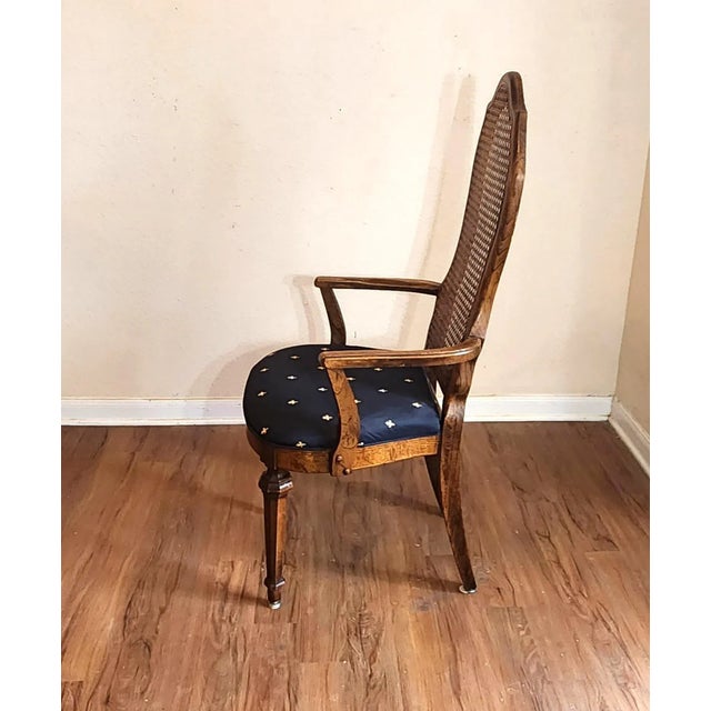 Italian Vintage Bernhardt Hibriten Italian Provincial Cane Back Dining Arm Chair For Sale - Image 3 of 6