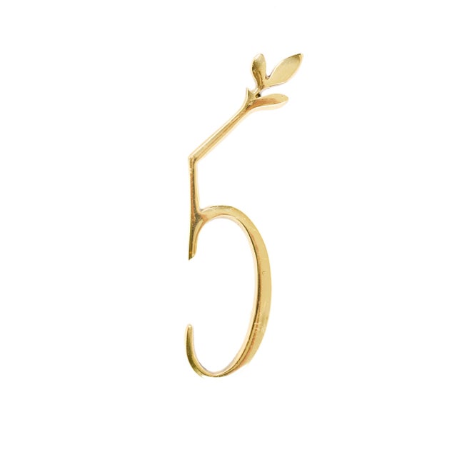 Leaf Flourish Brass House Number, 6 For Sale - Image 9 of 14