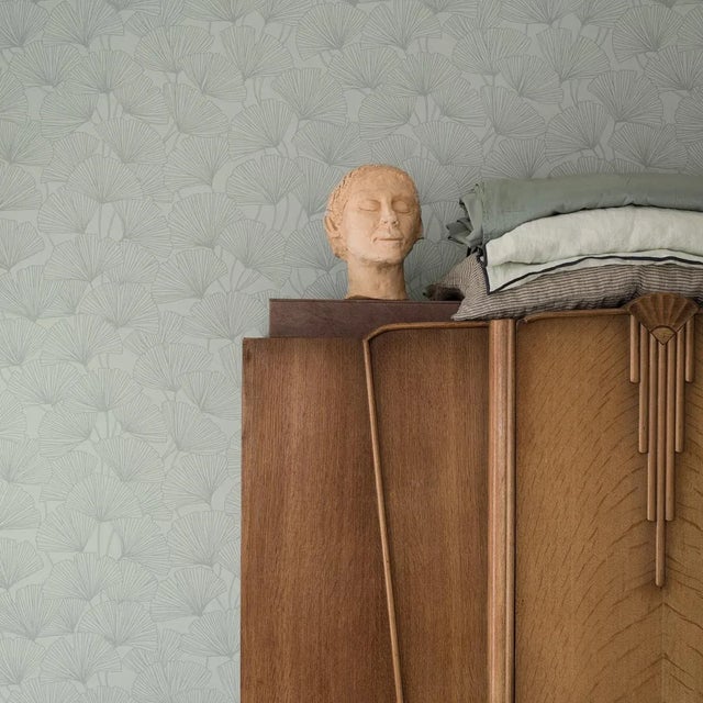 Mid-Century Modern Sample - Borastapeter Ginkgo Wallpaper in Mineral For Sale - Image 3 of 3
