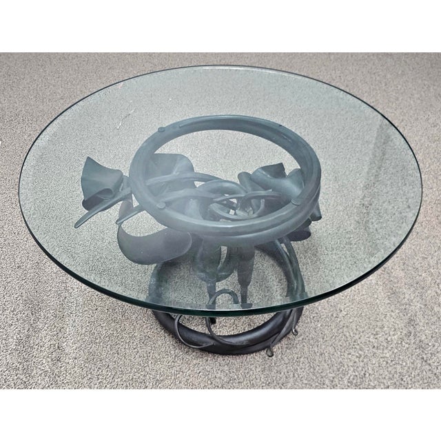 Ebony Albert Paley (American B. 1944 - ) Forged Steel and Glass Top Coffee Table, Paley 1991 For Sale - Image 8 of 13