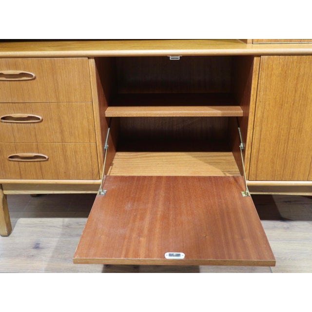 Wood Mid Century Midern Vintage Teak British Tall Credenza Buffet For Sale - Image 7 of 15