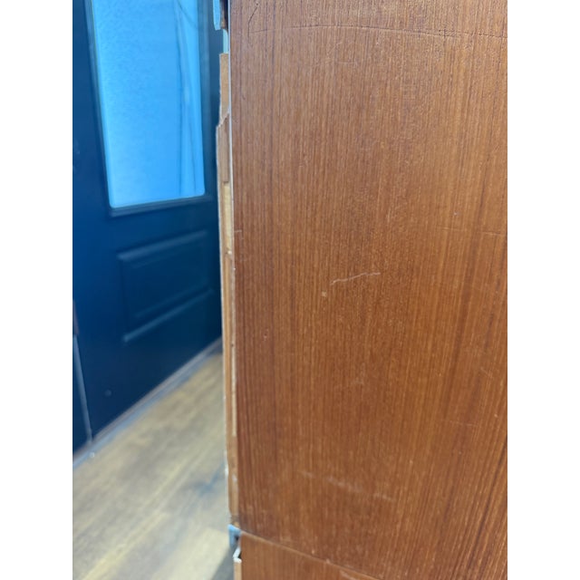 1970s Danish Modern Teak Modular Wall Unit Cabinet With Tambour Doors & Flat File Drawers For Sale - Image 17 of 18