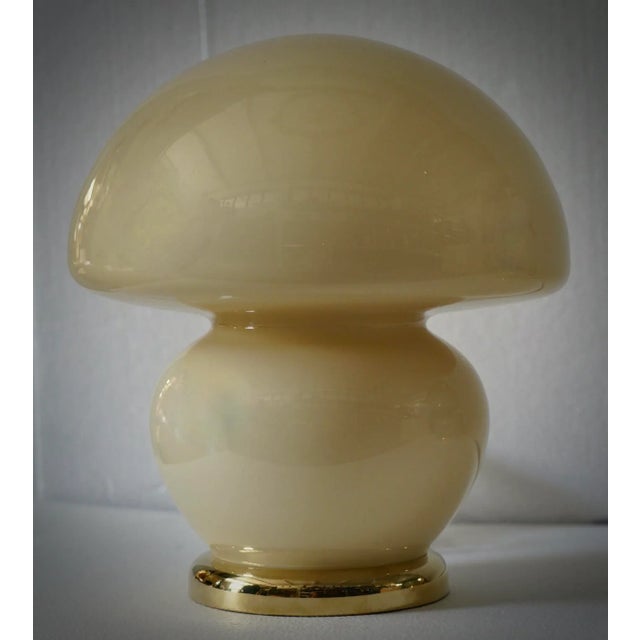 Blown Cream Glass and Brass Table Murano Lamp in style of Vistosi, 1970s For Sale - Image 9 of 9