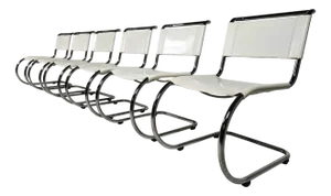 White MR10 Cantilever Dining Chairs by Ludwig Mies van der Rohe for Thonet, 1980s, Set of 6