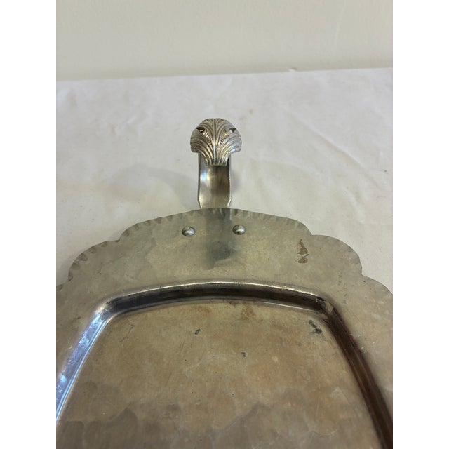 Vintage Hand Wrought Aluminum Tray With Leaf Handles For Sale - Image 4 of 11