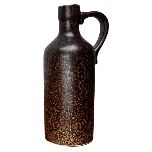 Mid-Century Pottery Carafe Vase by Bastian le Pemp for Kemper / Quimper France, 1960s For Sale