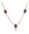 Amethyst Tri-Stone Pear Station Necklace, Febraury Birthstone Dainty Necklace For Sale
