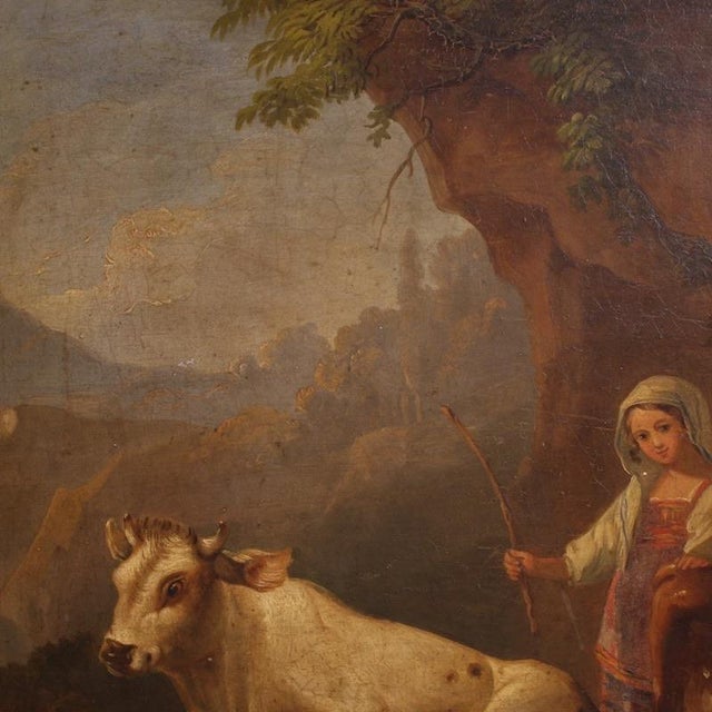 Italian Artist, Bucolic Landscape, 1830, Oil on Panel For Sale - Image 11 of 16