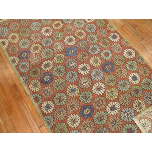 Mid 20th Century Soft Red Turkish Deco Rug For Sale - Image 5 of 6