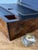 Vintage Brass Inlay Burl Wood Traveling Writing Desk Box For Sale - Image 10 of 11