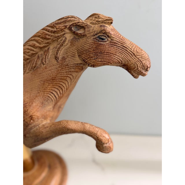 American Vintage Hand Carved Large Stallion Wood Sculpture Equestrian Decor. For Sale - Image 3 of 11