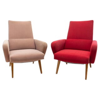 Set of His and Her Armchairs attributed to Jaroslav Šmídek, Czechoslovakia, 1960s For Sale