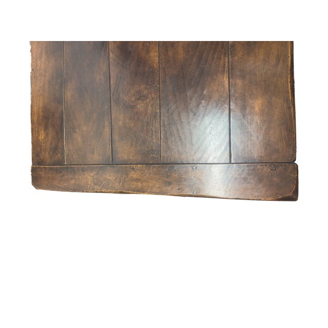 American Late 20th Century Wide Plank Trestle Dining Table For Sale - Image 3 of 6