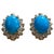 Arts & Crafts 8 Ct Oval Sleeping Beauty Turquoise 1.5ct Diamond Stud Earrings 14 K Yellow Gold For Sale - Image 3 of 18