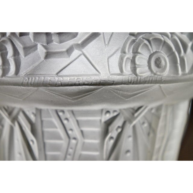 Silver Muller Freres French Art Deco Nickeled Bronze Geometric Chandelier 1930s For Sale - Image 8 of 10