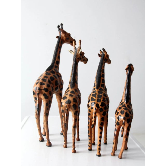 Vintage Leather Giraffe Sculptures - Set of 4 For Sale - Image 10 of 11