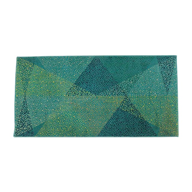 Small Green Geometric Rug, 1970s For Sale