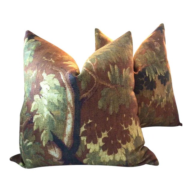 Dedar Schwarzwald in Automne Double-Sided 22" Down Filled Pillows - A Pair For Sale