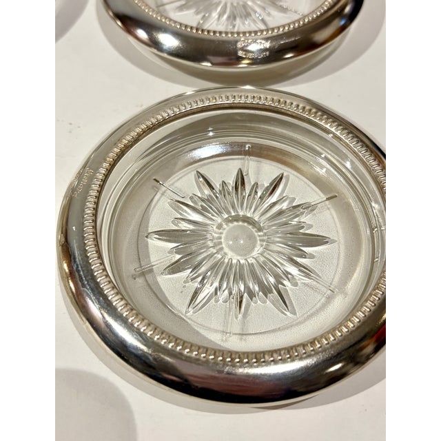 Mid 20th Century Set of 12 Vintage Leonard Blackinton Silverplate & Glass Coasters For Sale In Washington DC - Image 6 of 6