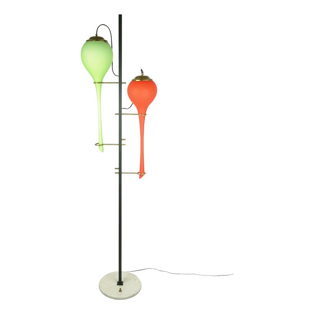 Black Metal and Brass Floor Lamp from Stilnovo, 1950s For Sale