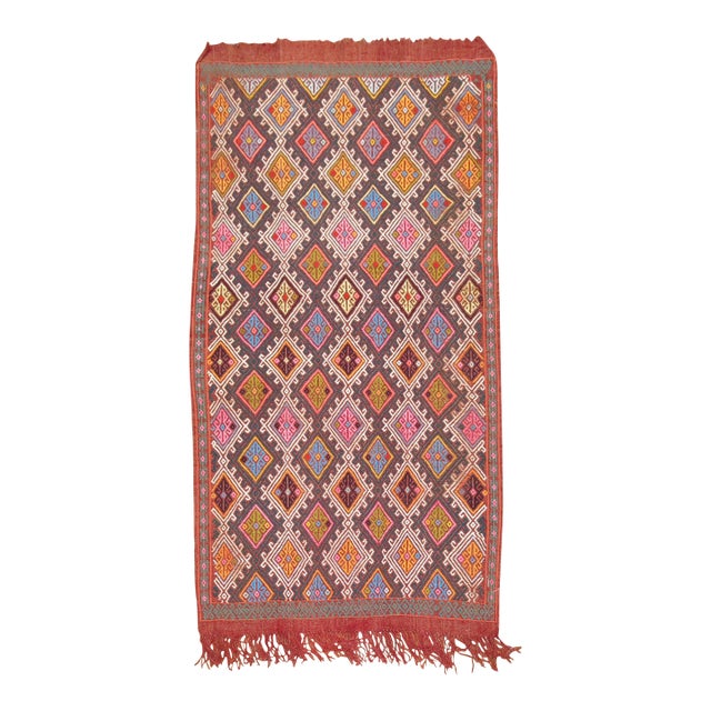 Geometric Colorful Jajim Flat-Weave, 20th Century - 3'8" x 6'9" For Sale