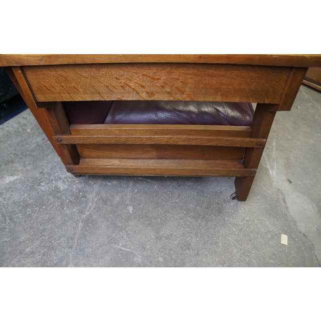 Wood Late 19th Century Antique Streit Mission Craftsman Quartersawn Oak Morris Library Lounge Arm Chair For Sale - Image 7 of 12