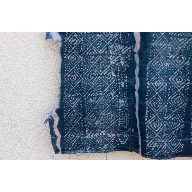 1970s Diamond Maze Indigo Mud Cloth Throw For Sale - Image 5 of 6