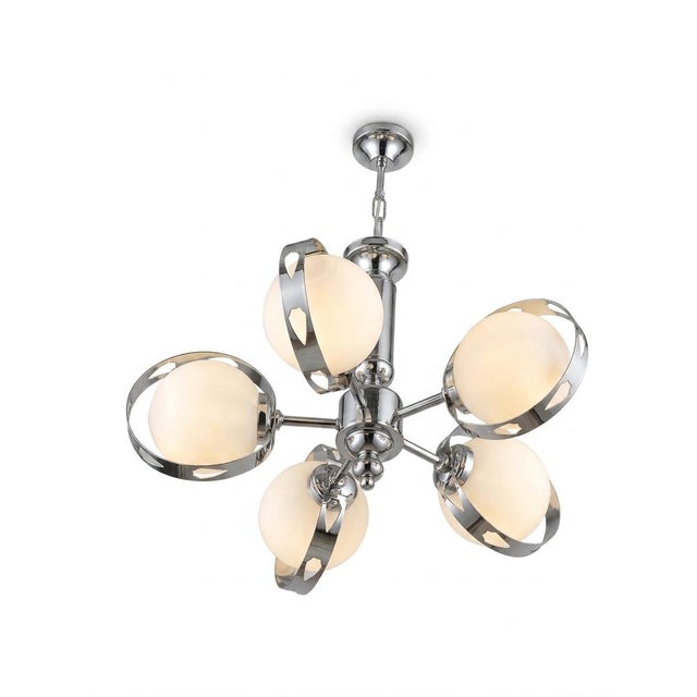 Chrome-Plated Glass Chandelier, 1970s For Sale - Image 4 of 4