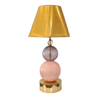 1980s Mid-Century Modern Pink Murano Glass Lamp For Sale