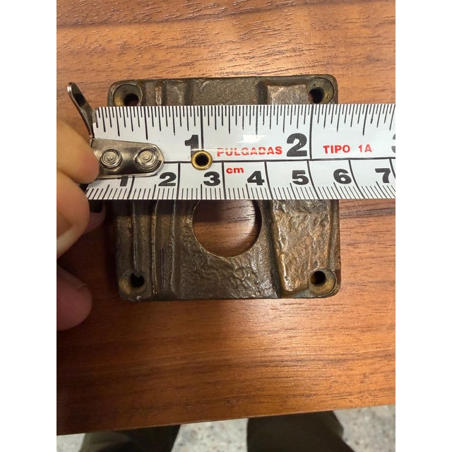 1970s Brutalist German Solid Bronze Door Handle Keyhole For Sale - Image 9 of 15