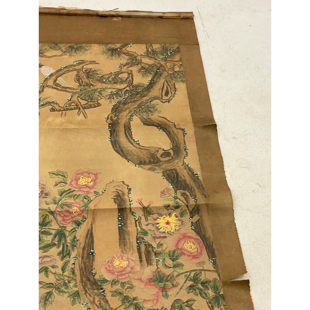Birds and Nature Painting on Scroll Paper, China, 19th Century For Sale - Image 6 of 8