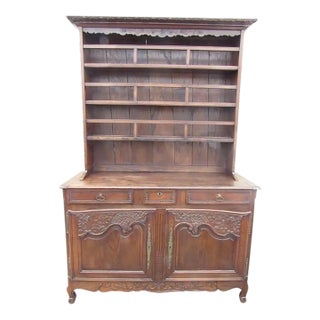 Antique French Country Oak Buffet Vaisselier Cabinet For Sale