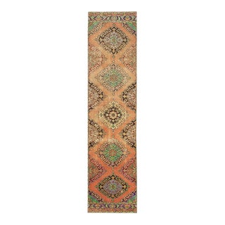 Vintage Turkish Decorative Runner Rug - 3`1" X 12`11" For Sale