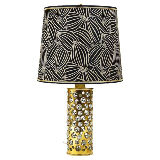 Mid-Century Brass Tube Bubble Glass Table Lamp from Rupert Nikoll, Austria, 1950s For Sale