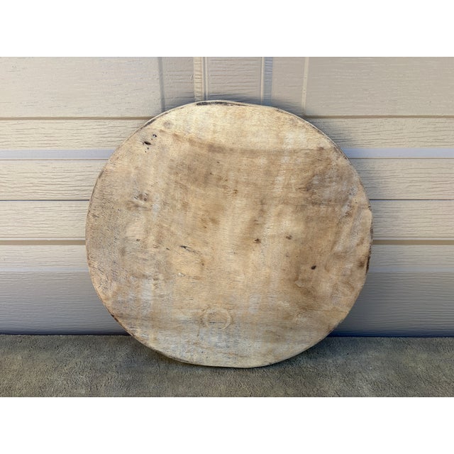 19th Century Hand-Carved Round Wooden Cutting Board For Sale - Image 10 of 12