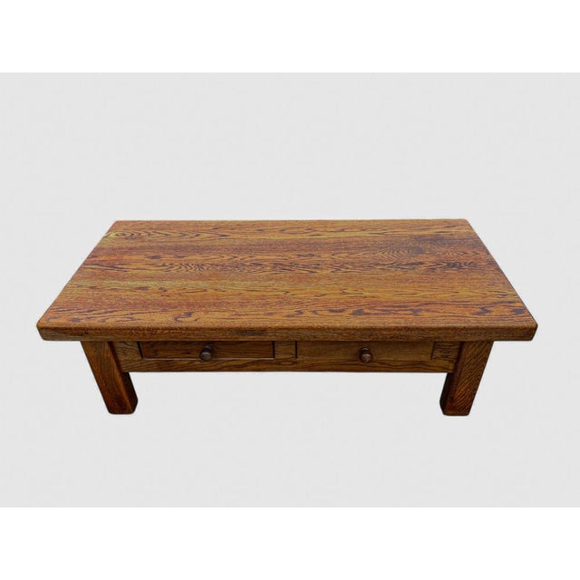 Mid-Century Dutch Oak Coffee Table with Drawers, 1970s For Sale - Image 6 of 8