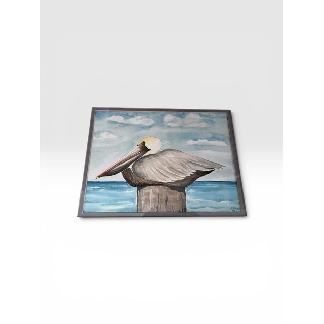 Paint Original “Pelican Resting” Watercolor by Ilse Wolff, Signed & Dated 2009 For Sale - Image 7 of 12